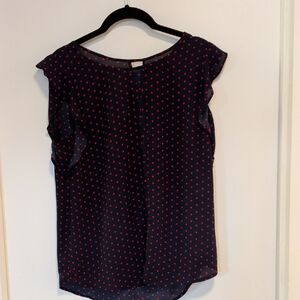 Banana Republic Navy and Red Polka Dot Blouse